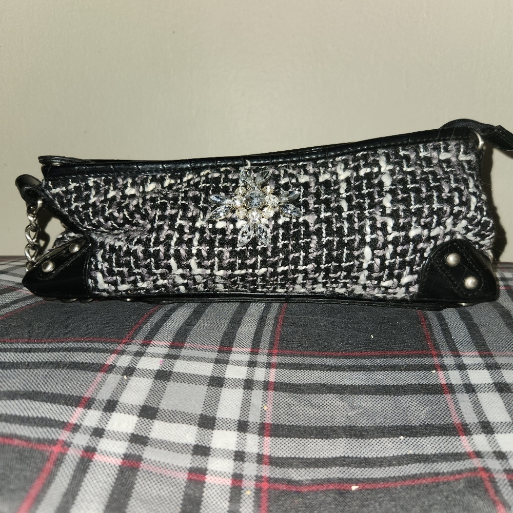 Black and white wool Y2k purse